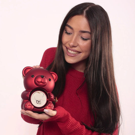 Ours Rose Éternelle & Collier Personnalisé – Cadeau Romantique Unique