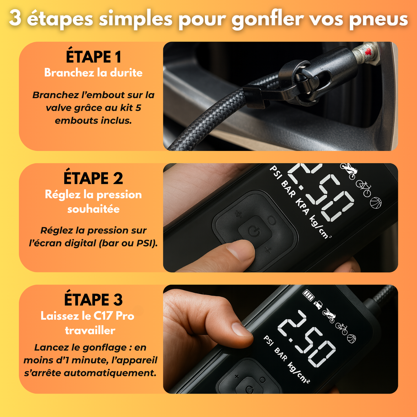 C17 PRO – Compresseur d’Air Professionnel et Intelligent Sans Fil
