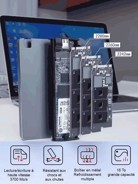 SSD Portable Ultra-Rapide USB 4.0 Gen3 : Transfert Stable et Sans Perte