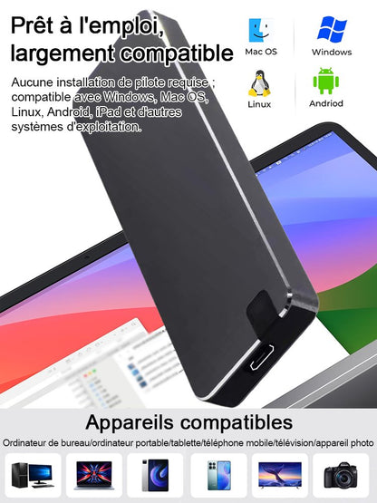 SSD Portable Ultra-Rapide USB 4.0 Gen3 : Transfert Stable et Sans Perte
