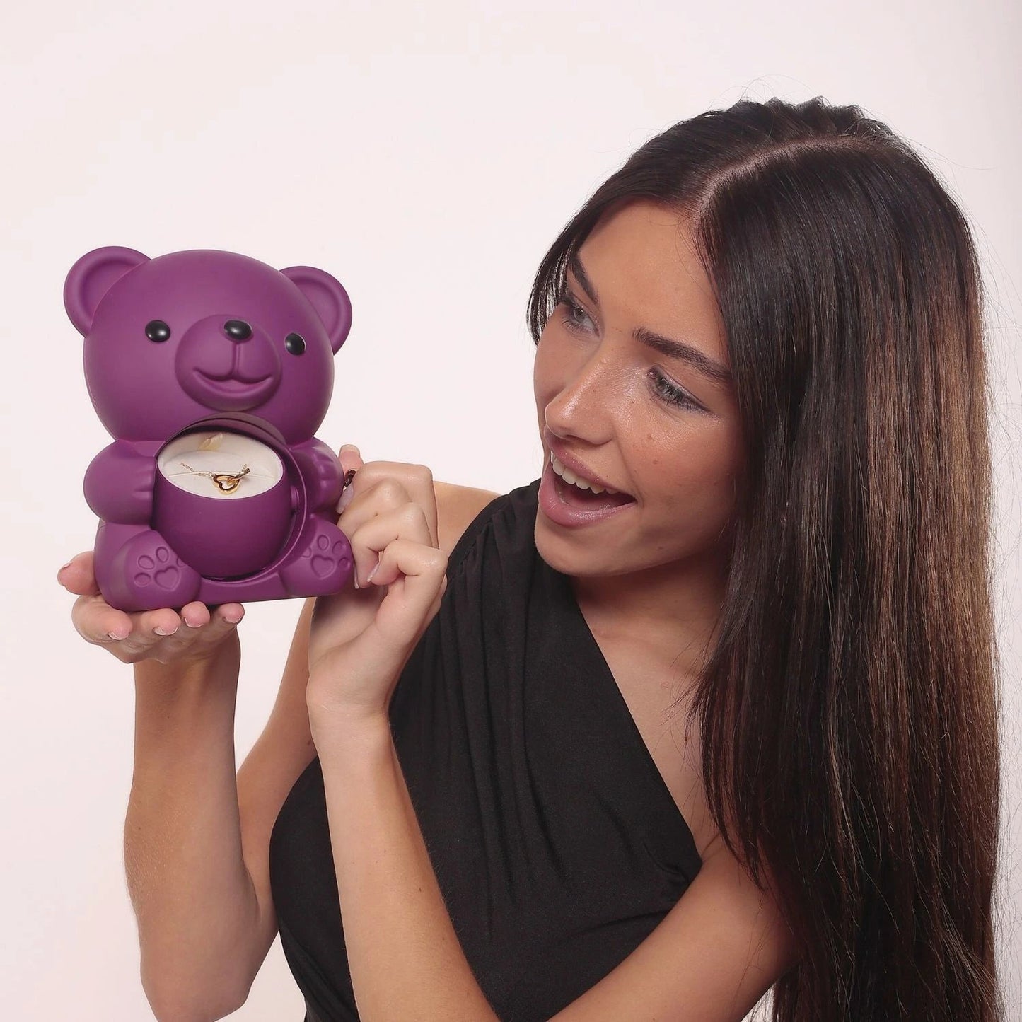 Ours Rose Éternelle & Collier Personnalisé – Cadeau Romantique Unique