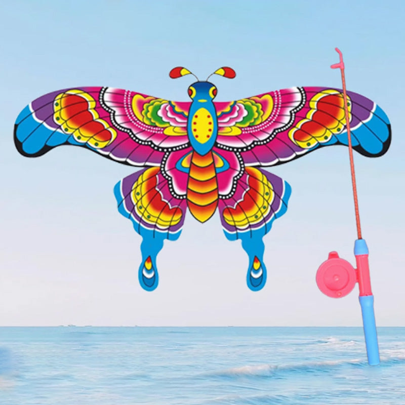 Cerf-Volant Magique avec Canne à Pêche – Lancement Facile & Sans Nœud