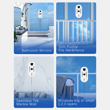 Robot Nettoyeur de Vitres Intelligent – Navigation IA, Double Patin Rotatif & Sécurité Anti-Chute